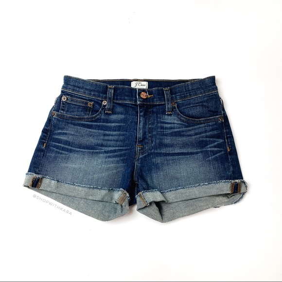 J. Crew Pants - J. Crew Mid Rise Blue Cuffed Denim Shorts 26